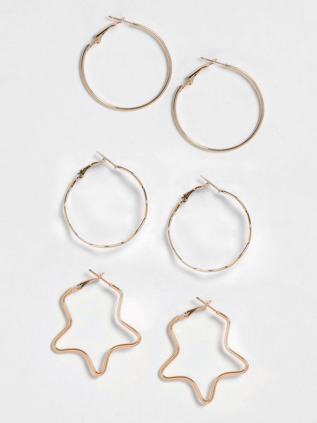 el regalo set of 3 gold-plated circular hoop earrings