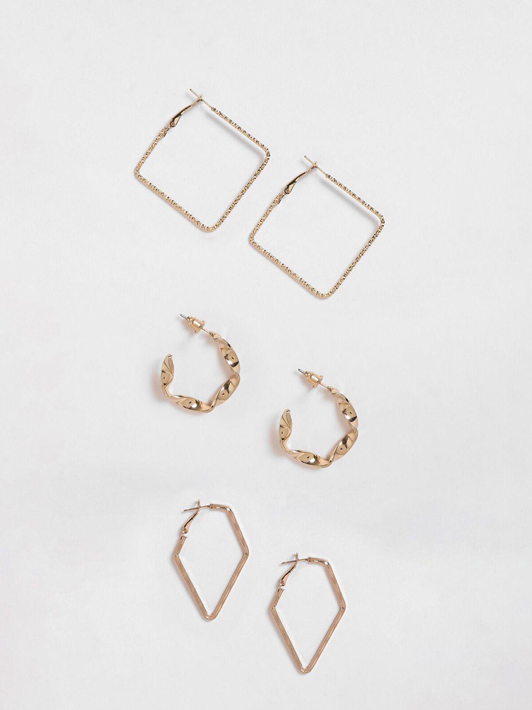 el regalo set of 3 gold-plated geometric hoop earrings