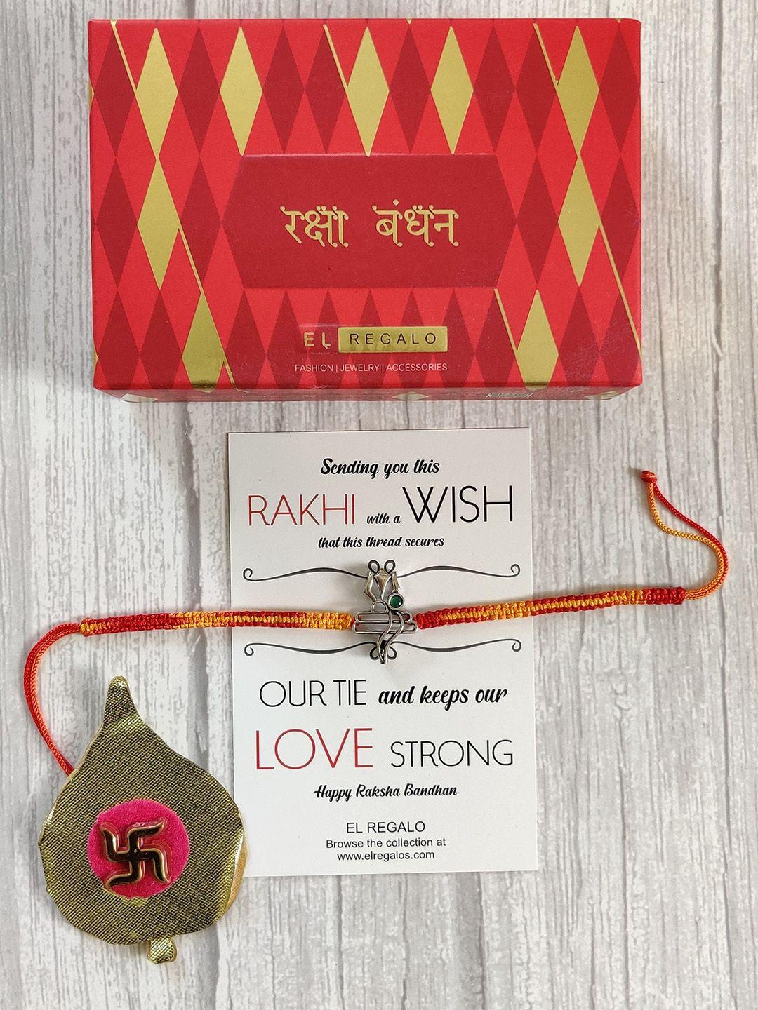 el regalo silver-toned & red rakhi