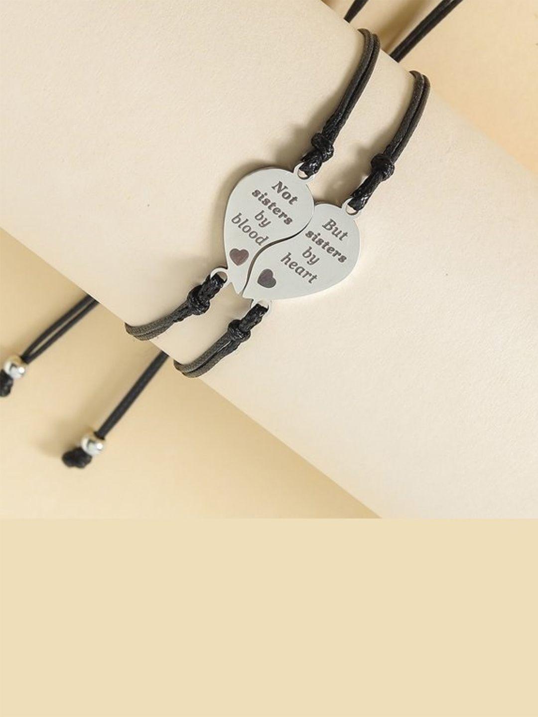 el regalo unisex 2 silver-toned & black charm bracelet
