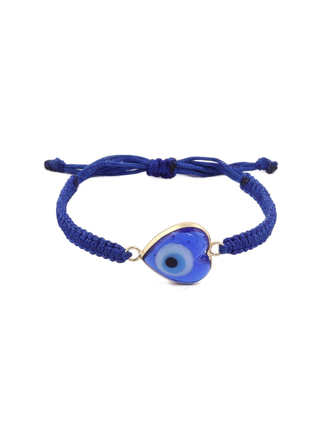el regalo unisex blue & gold-toned brass handcrafted cuff evil eye bracelet