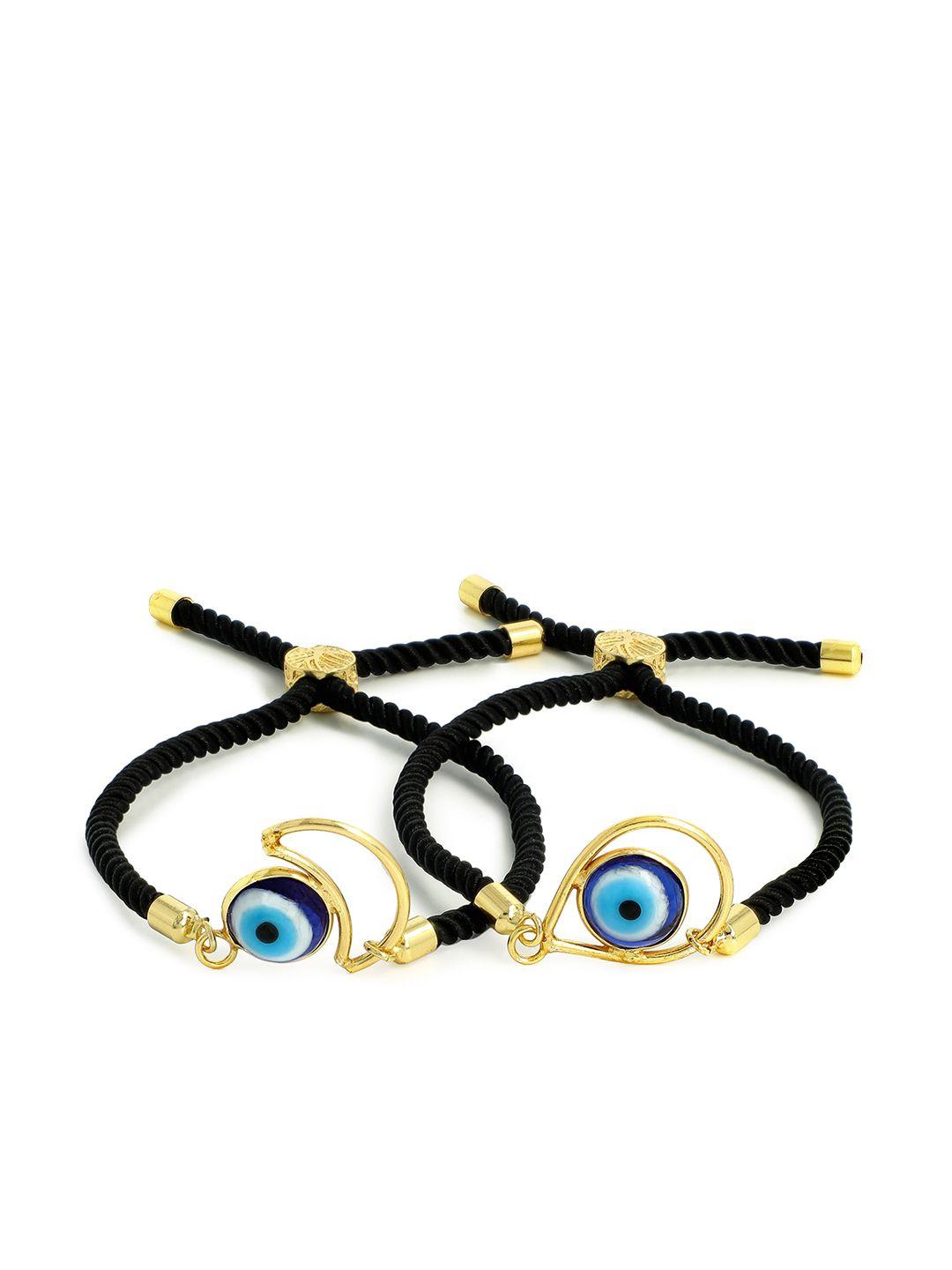 el regalo unisex pack of 2 black gold-plated bangle-style bracelet