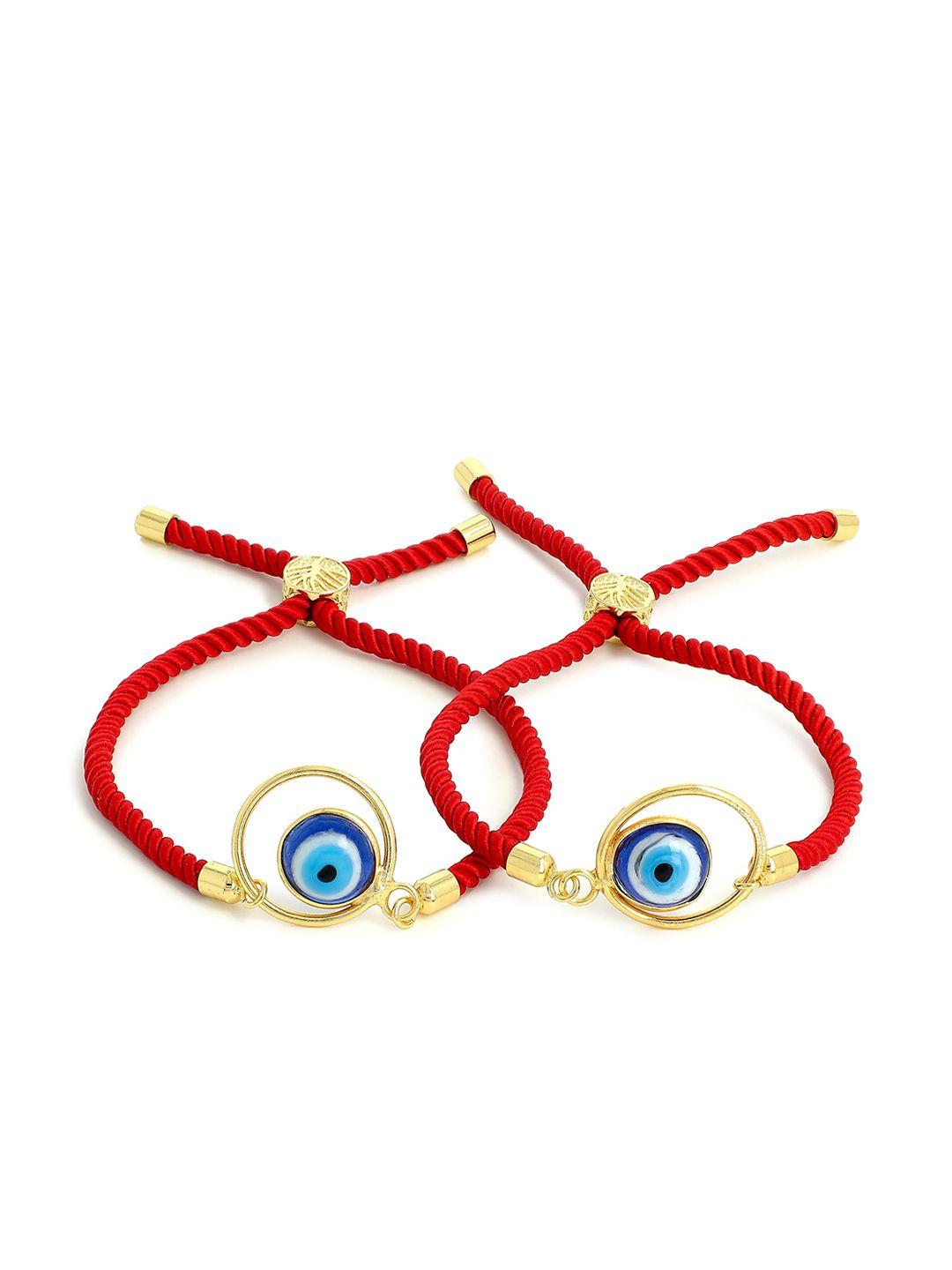 el regalo unisex pack of 2 gold-toned & red gold-plated bangle-style bracelet