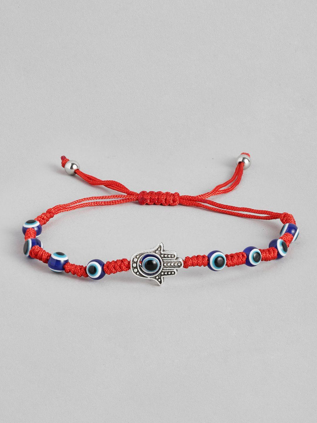 el regalo unisex red & blue handcrafted evil eye and hamsa charm bracelet