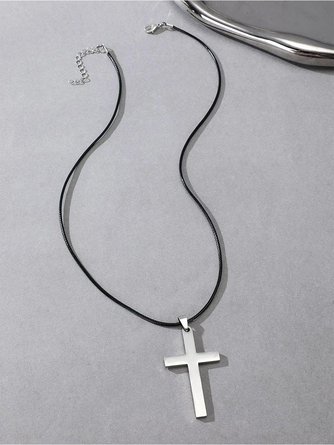 el regalo unisex silver-toned & black necklace