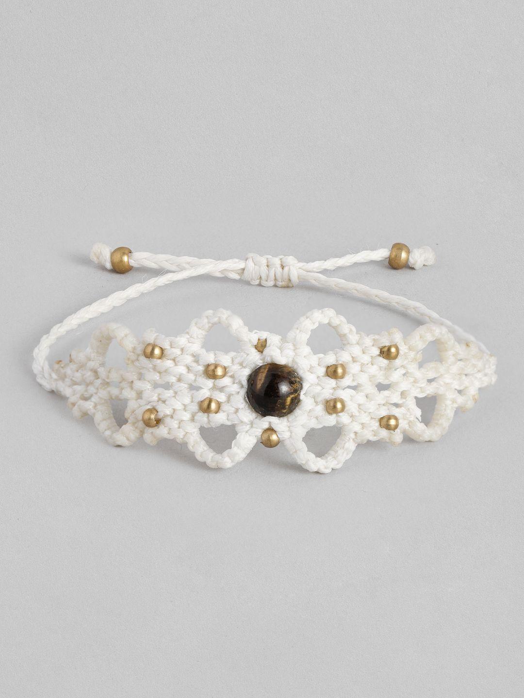el regalo unisex white & black beaded macrame handcrafted wraparound bracelet