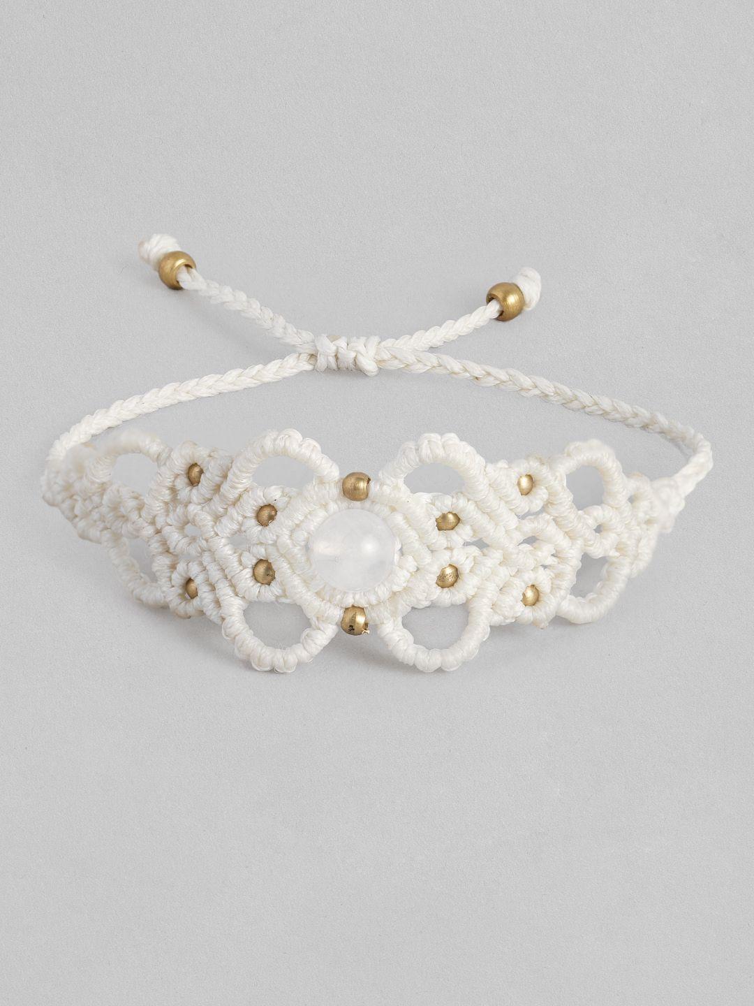 el regalo unisex white beaded macrame handcrafted wraparound bracelet