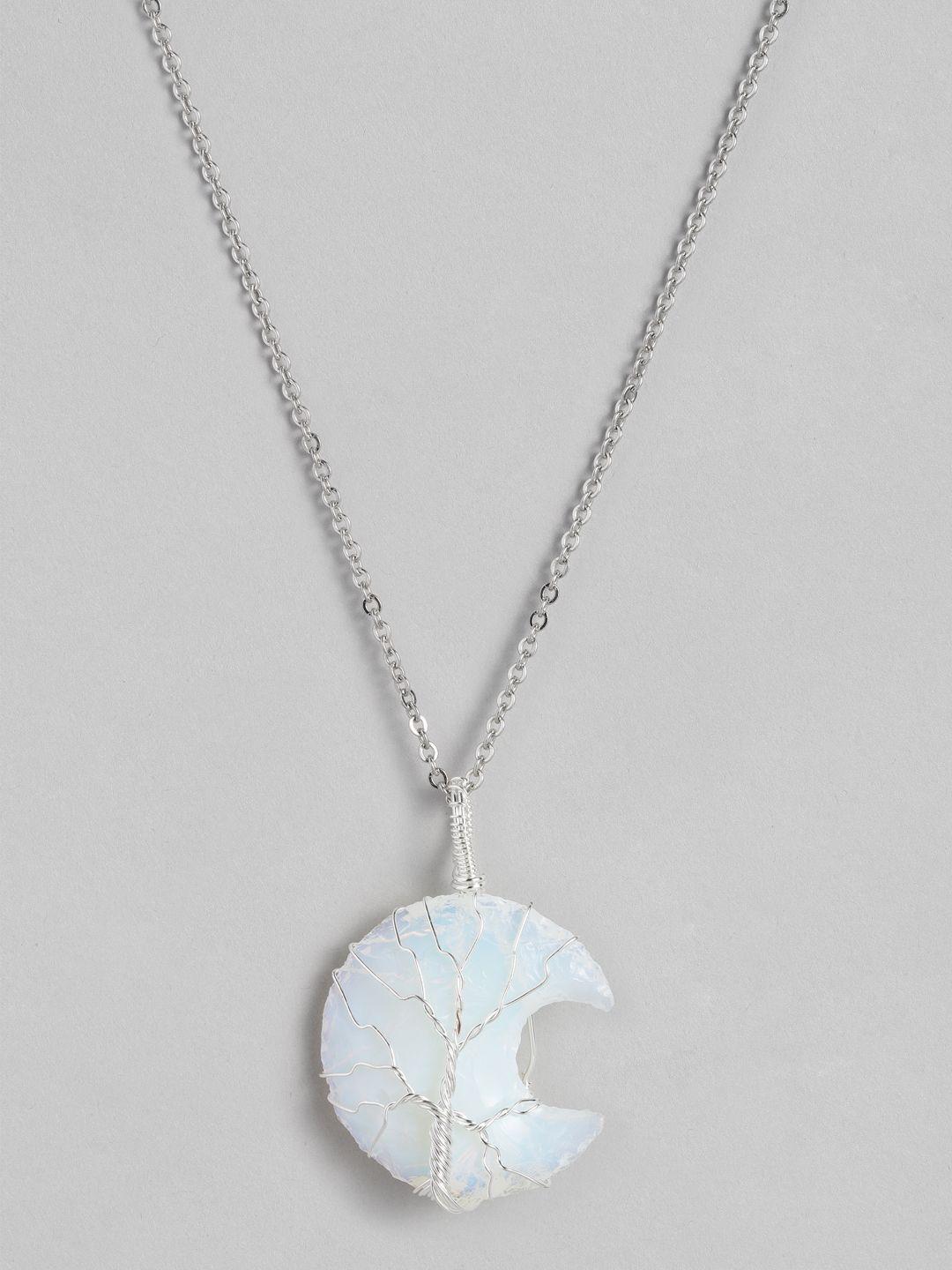 el regalo white tree of life moon shaped handcrafted link necklace