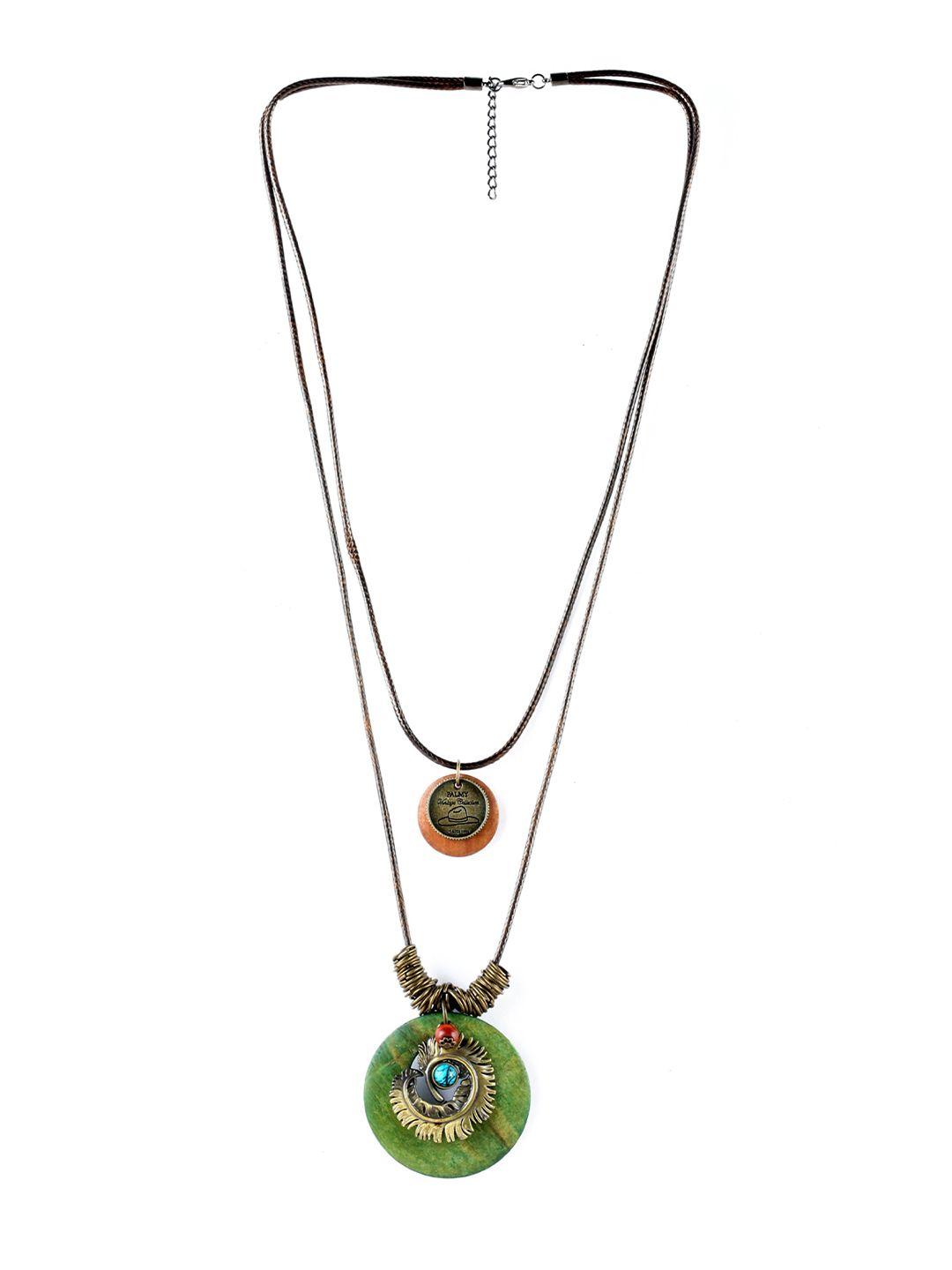 el regalo women brown & green antique necklace