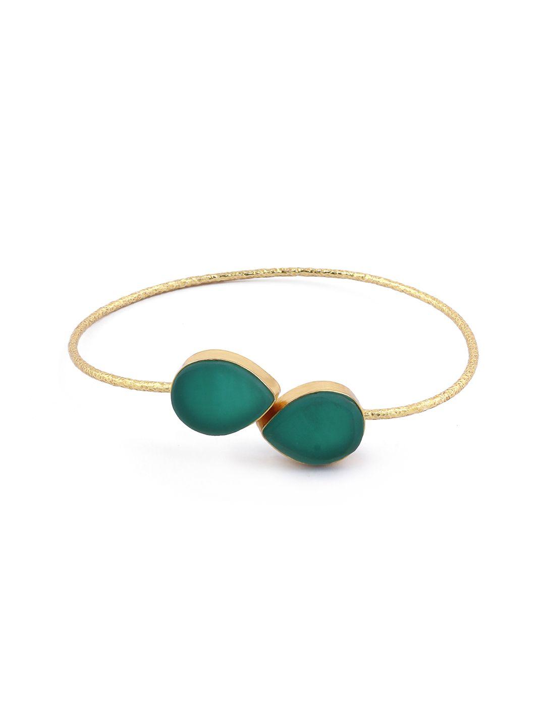 el regalo women green & gold-toned brass cuff bracelet