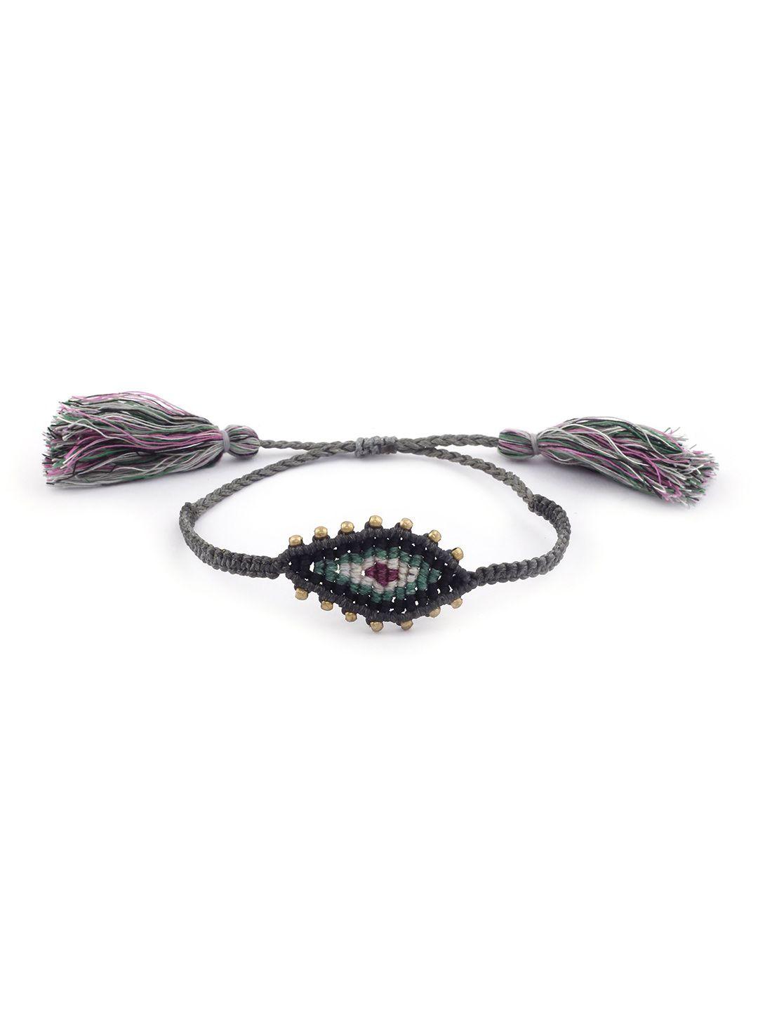 el regalo women grey & black wraparound handcrafted bracelet