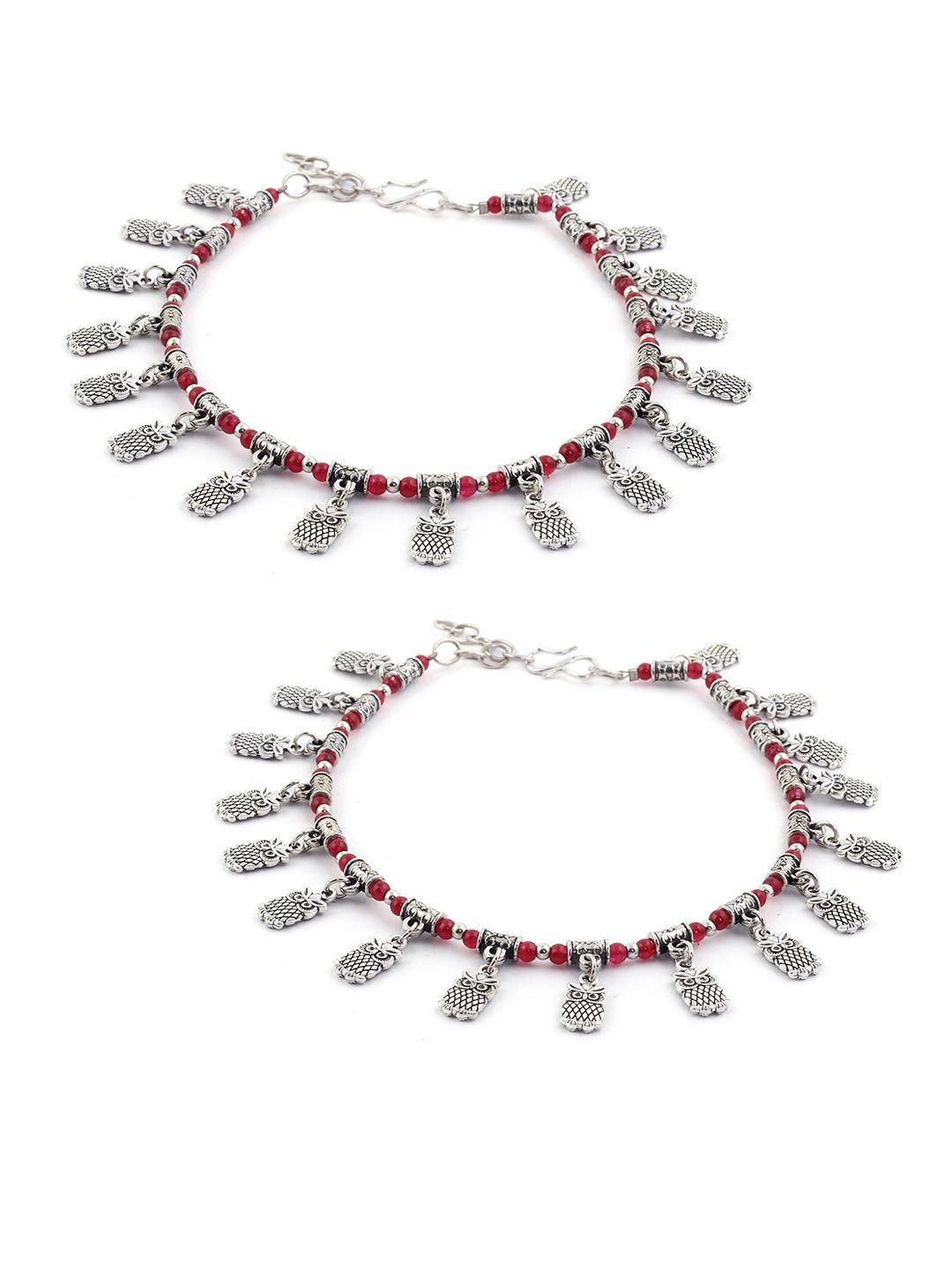 el regalo women silver-plated red anklets