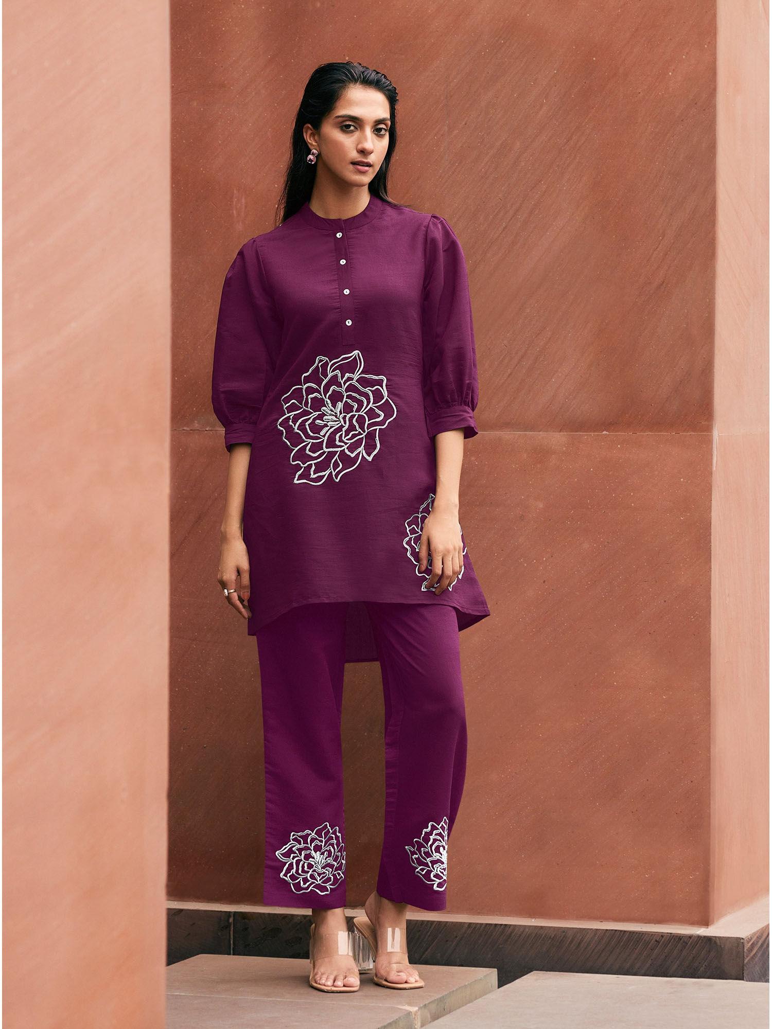 ela plum co-ord kurti with pants (set of 2)