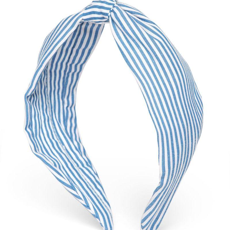 elaa elsa headband in blue & white stripes cotton