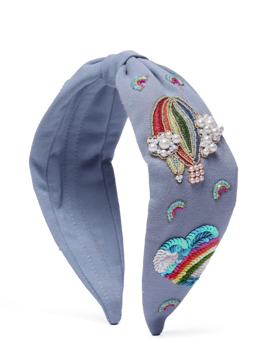 elaa girls blue embroidered motifs - little picasso hairband