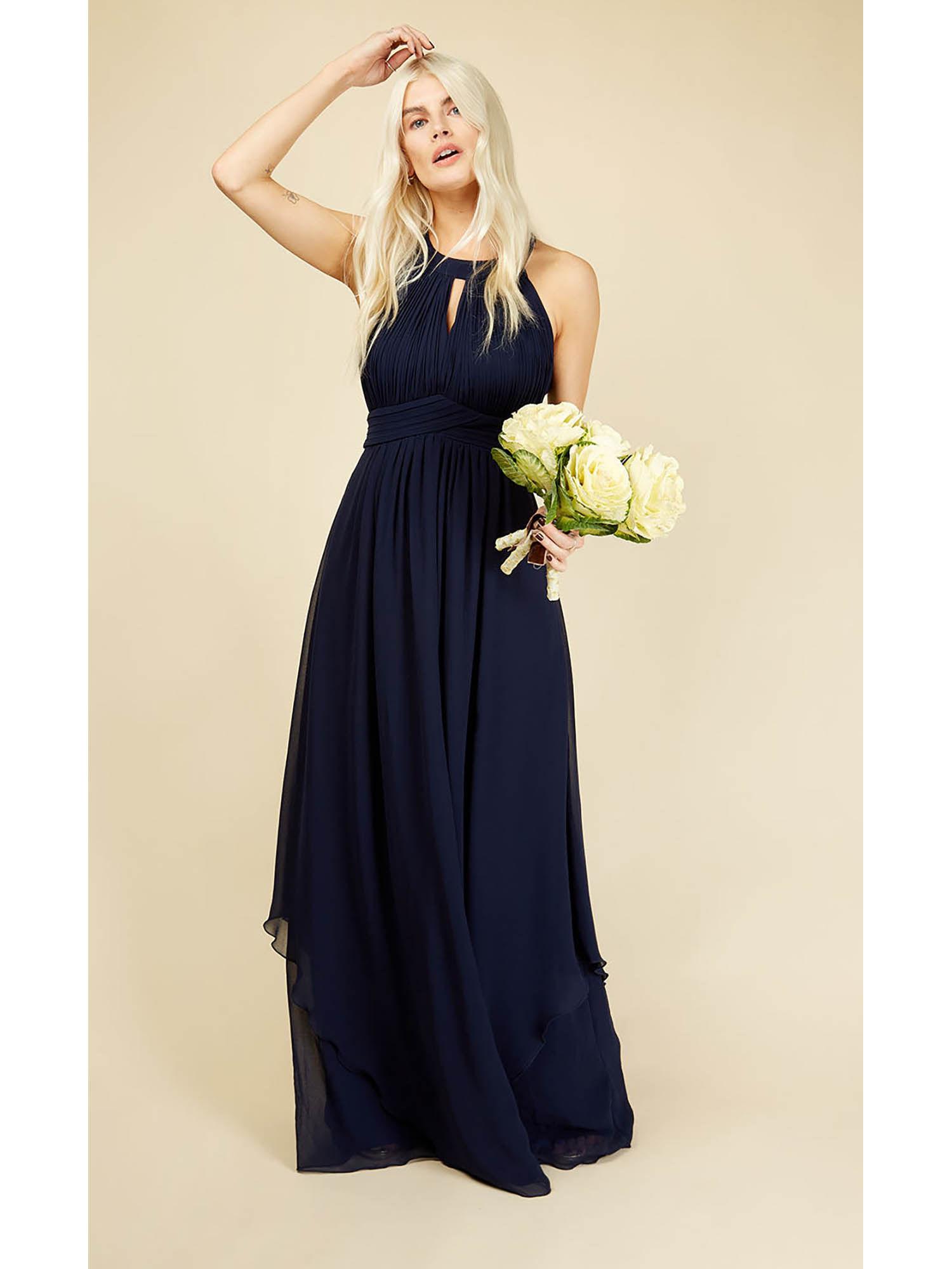 elana navy blue keyhole maxi dress