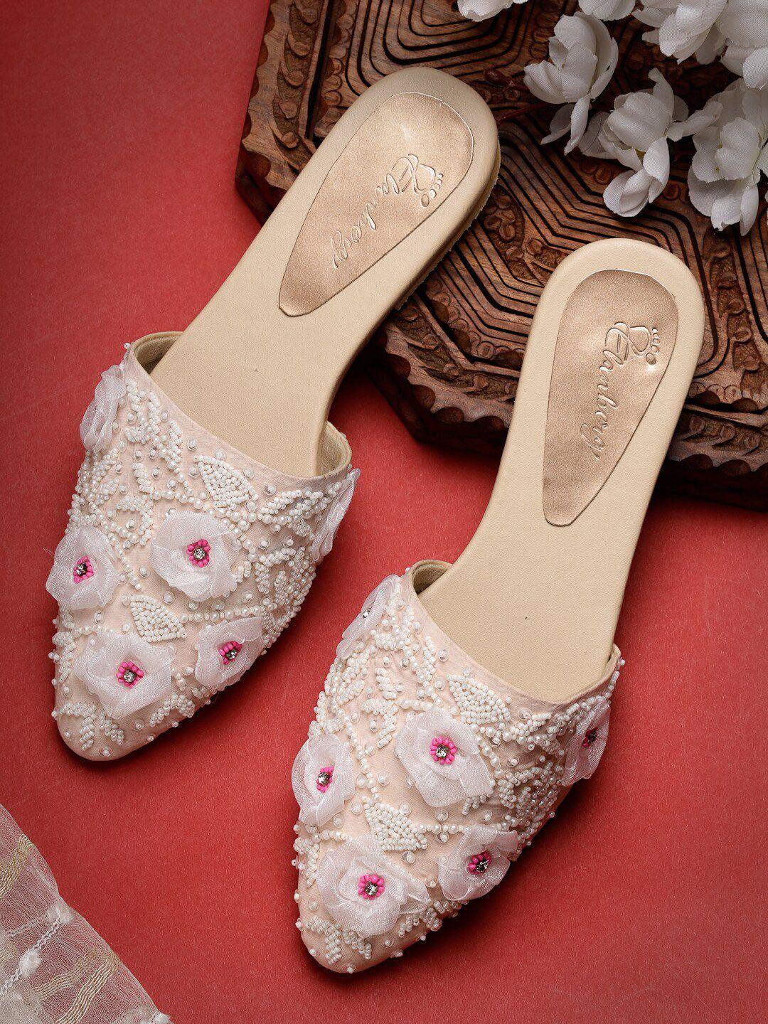 elanberg ethnic embellished pointed toe mules