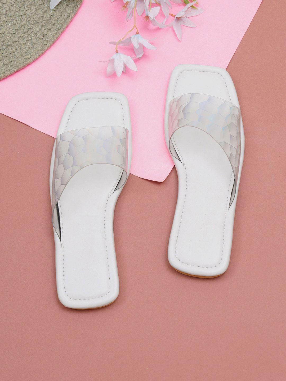 elanberg women transparent printed open toe flats