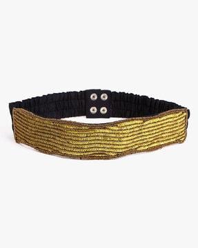 elasticated belt with sequin & bead embroidery