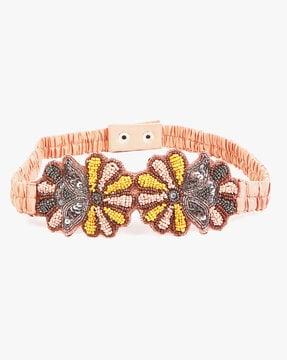 elasticated belt with bead & sequin embroidery