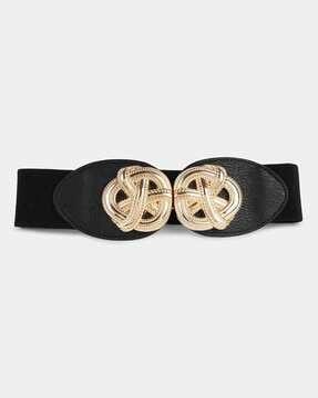 elasticated belt with gold cutwork buckle