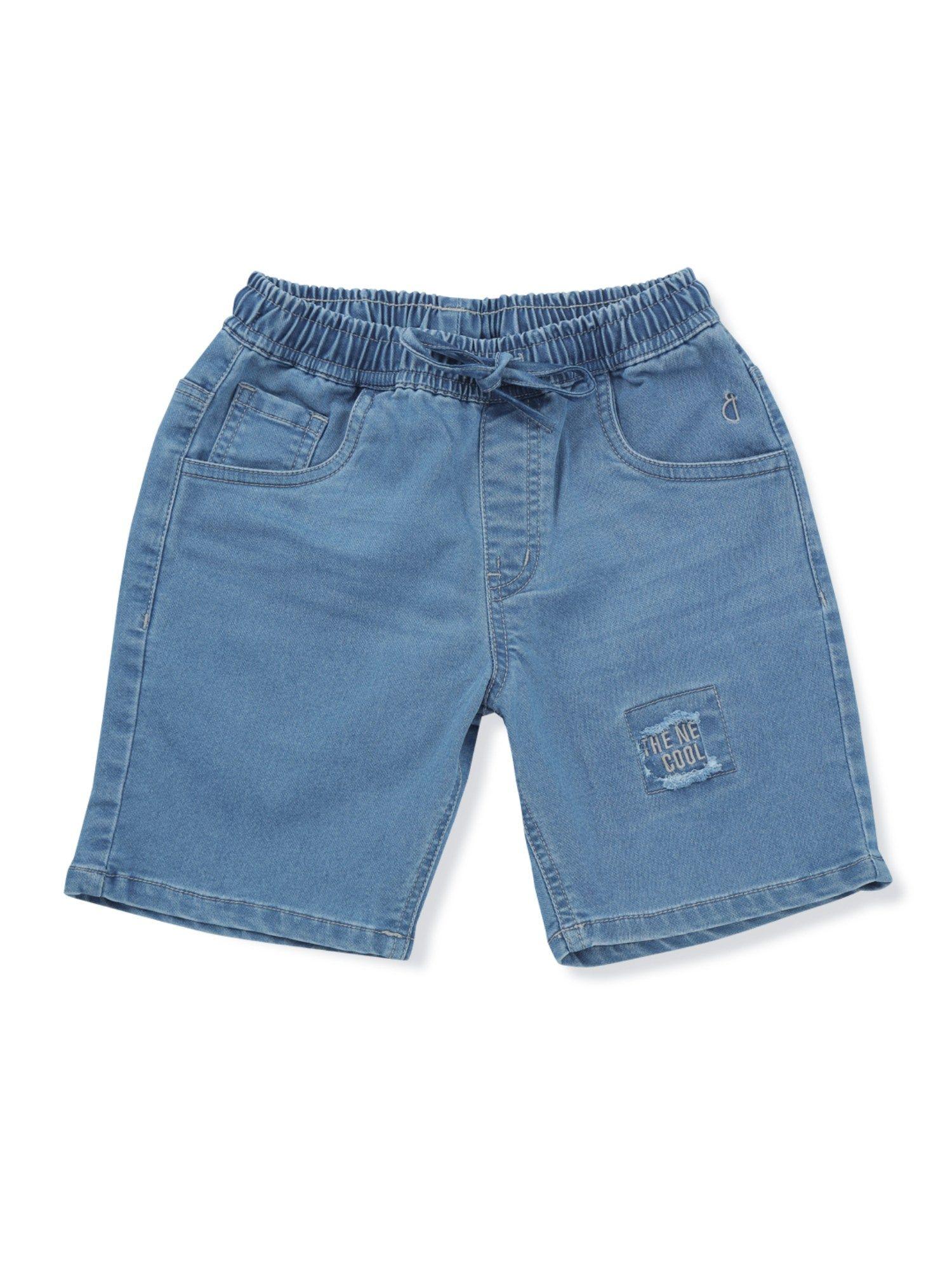 elasticated boys blue solid shorts