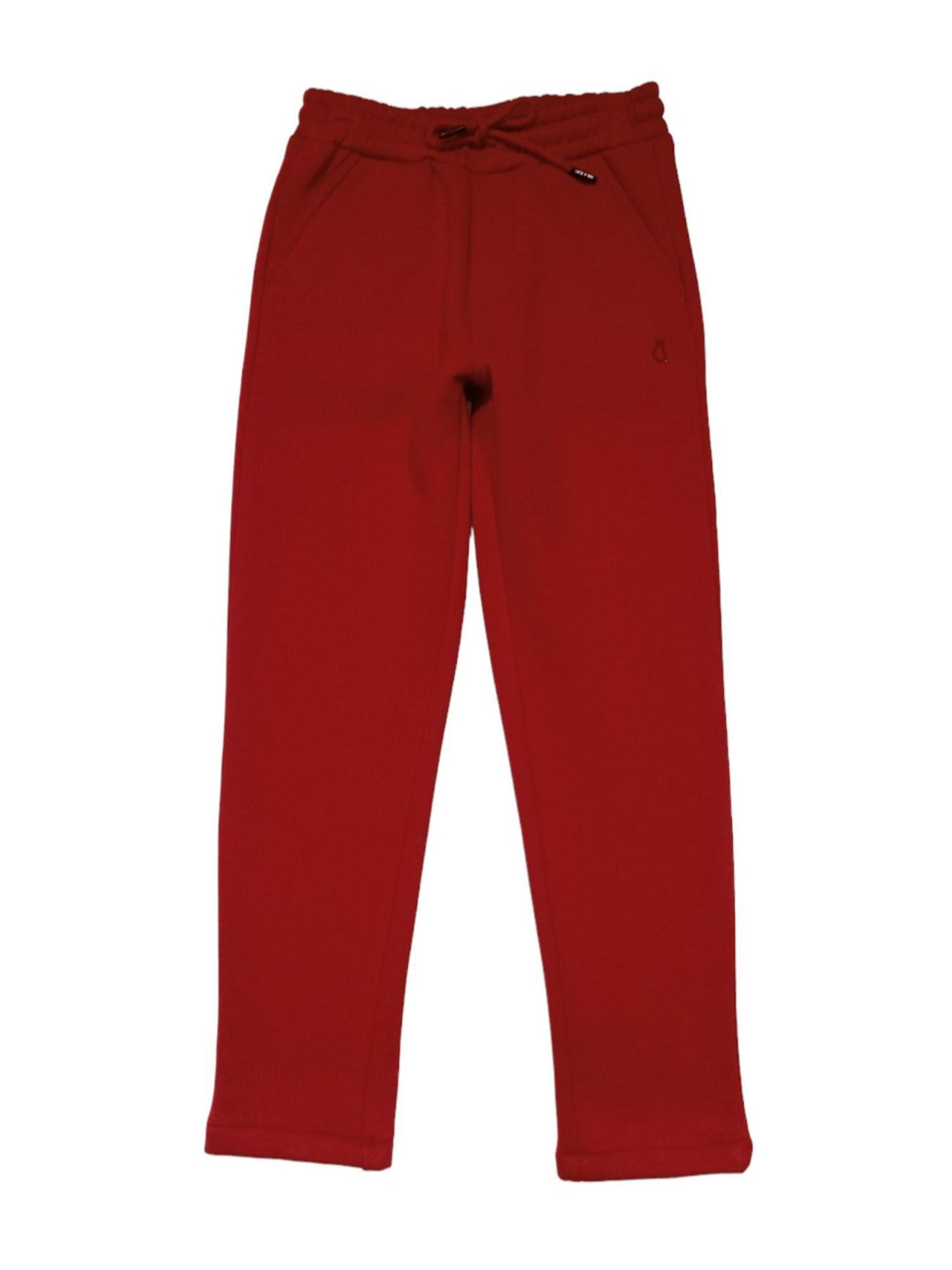 elasticated boys red solid track pant