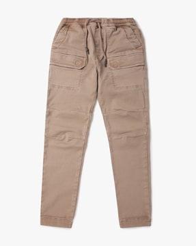 elasticated drawstring waist panalled jeans