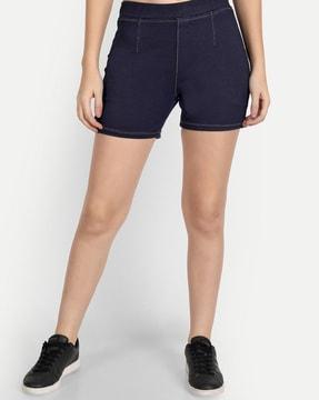 elasticated shorts with back patch-pockets