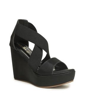 elasticated strappy wedges