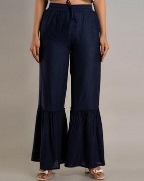 elasticated waist ankle-length palazzos