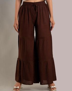 elasticated waist ankle-length palazzos