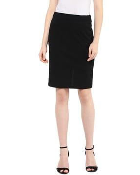 elasticated waistband straight skirt