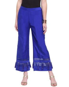 elasticated waistband wide leg trousers