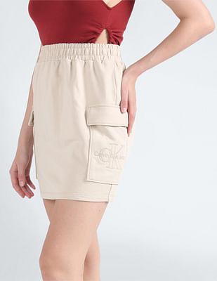elasticised waist solid skirt