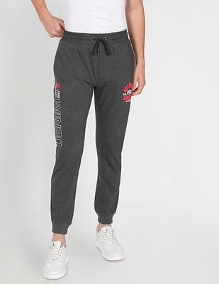 elasticised waist brand print joggers