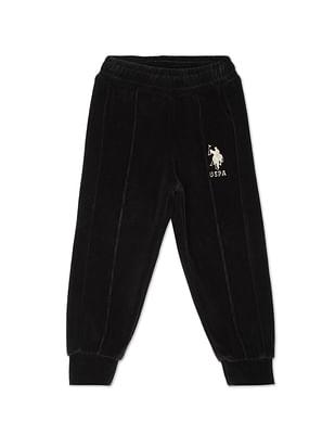 elasticised waist solid panelled joggers