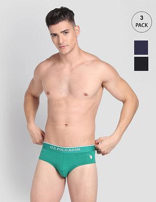 elasticized waist solid eb004 briefs  - pack of 3