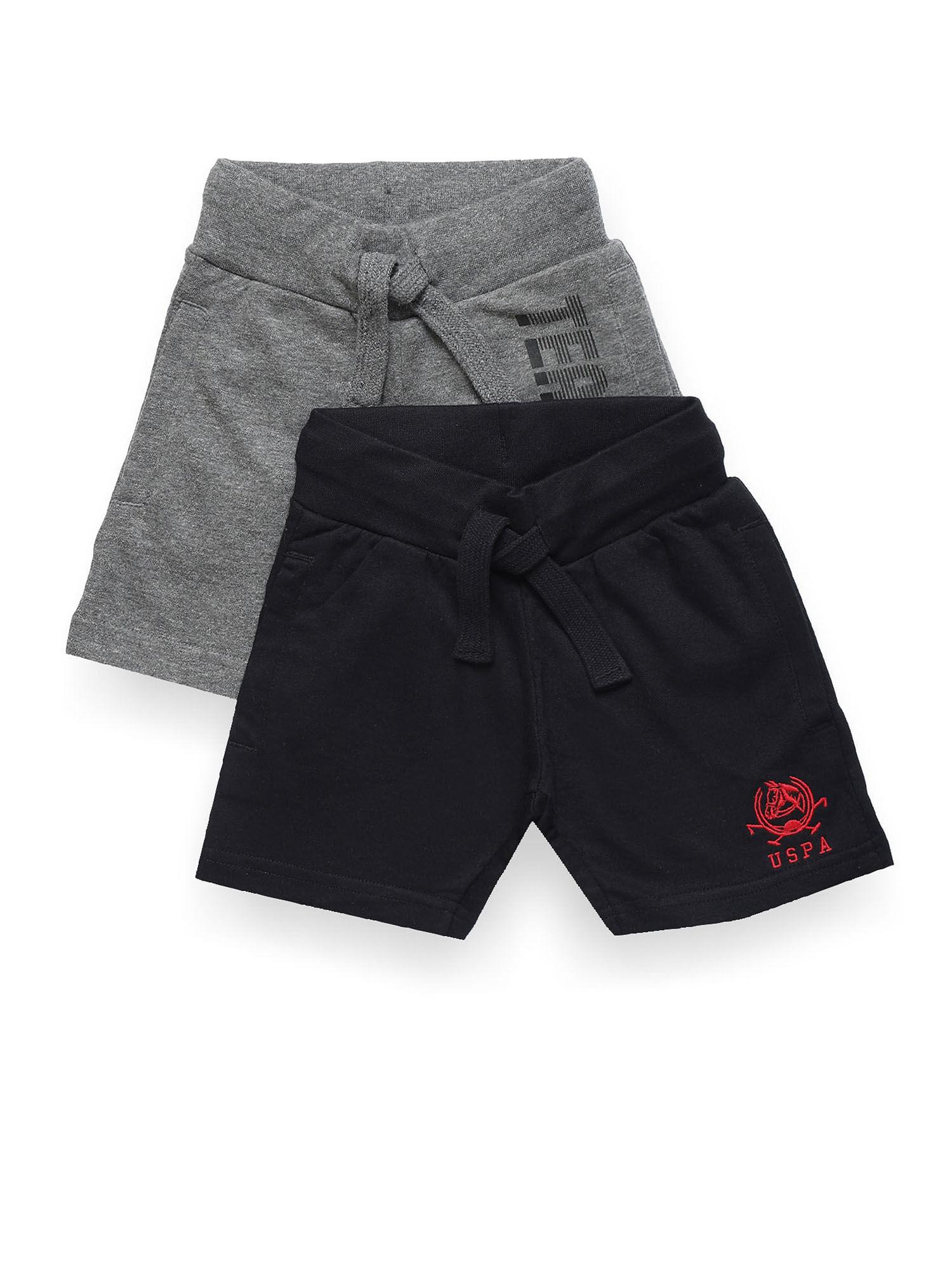 elasticized waist brand print shorts - multi-color (pack of 2)
