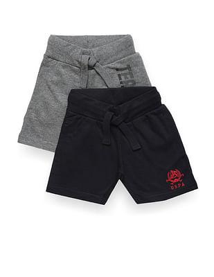 elasticized waist brand print shorts - pack of 2