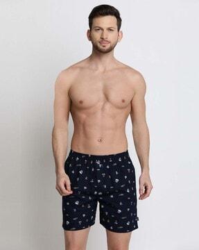 elasticized waistband & printed boxer shorts