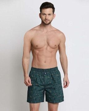 elasticized waistband & printed boxer shorts