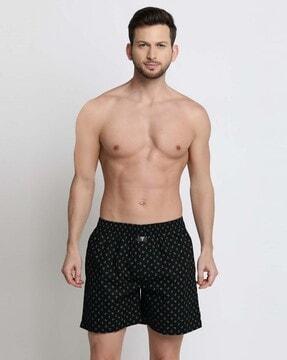 elasticized waistband & printed boxer shorts