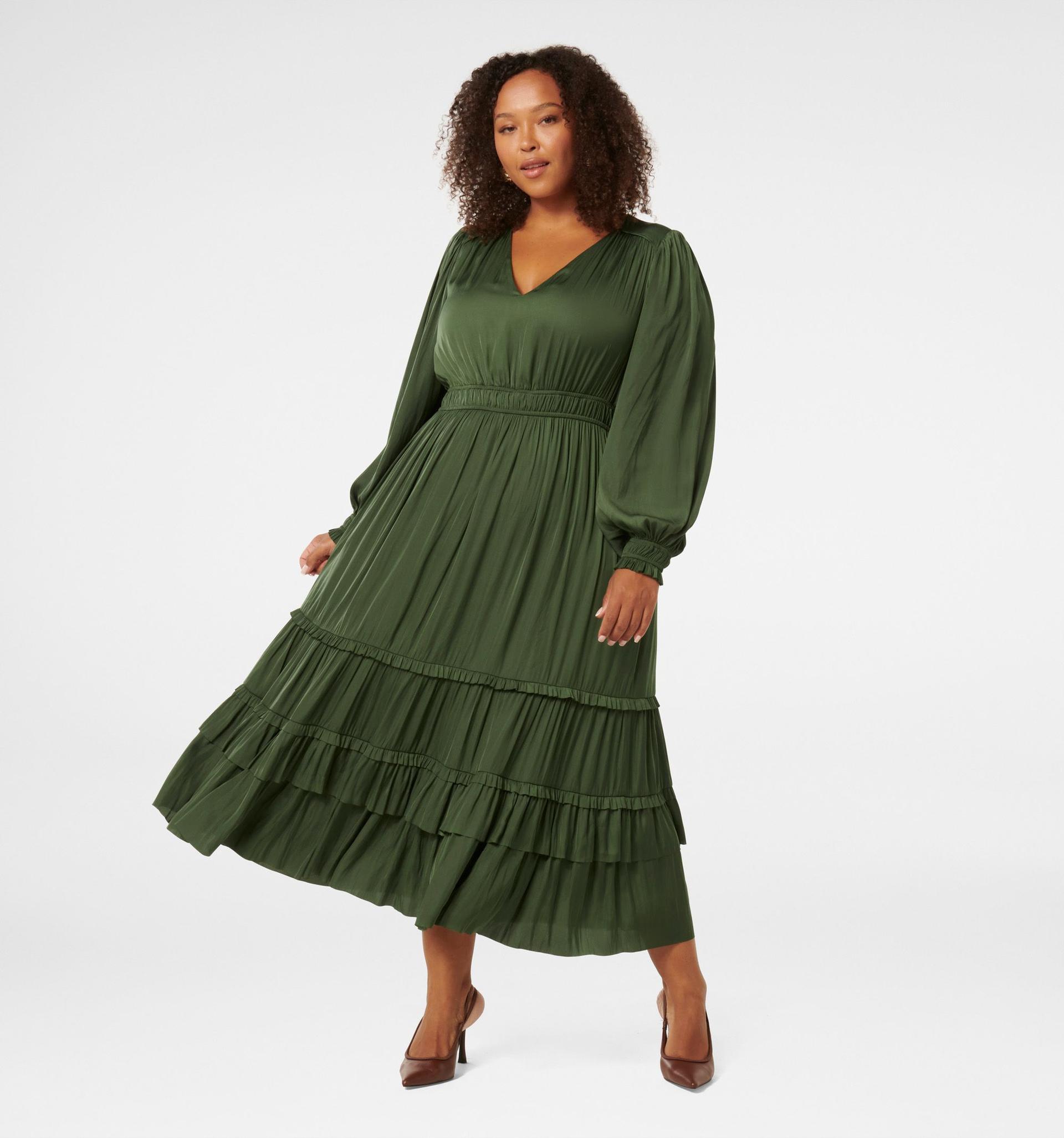 eleanor curve pleat waist midi dress