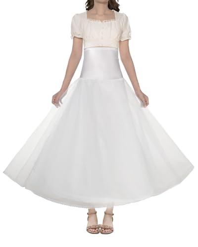 electomania can can skirt for lehenga for women, a-line petticoat, band hoop underskirt petticoat, floor length, cancan skirt for wedding, ball gown, under skirts (white，l 32"-40")