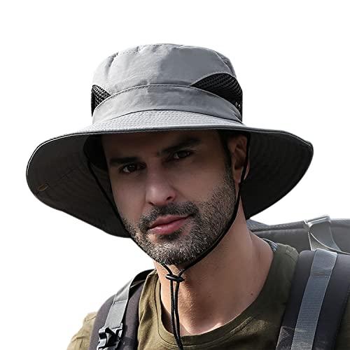 electomania polyester sun protection cap for men, beach fishing hat, summer hat for men, round sun cap for hiking, fishing, gardning, travel (light grey), free size