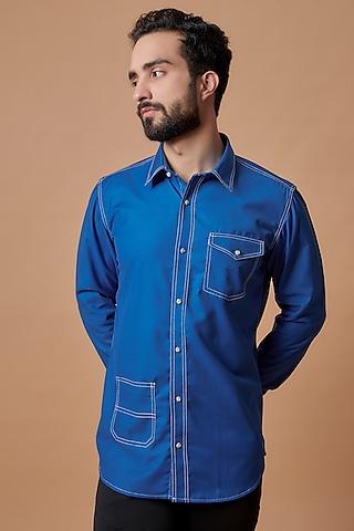 electric blue terry wool shirt
