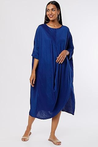 electric blue linen satin anti-fit dress