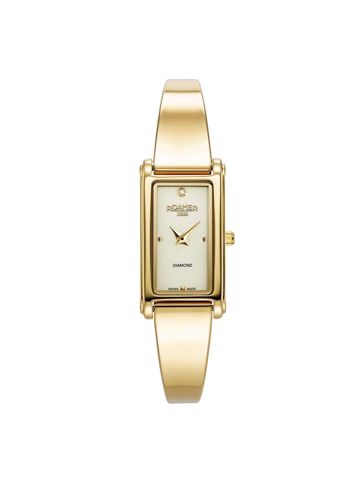 elegance diamond quartz gold round dial womens watch - 866845 48 35 20