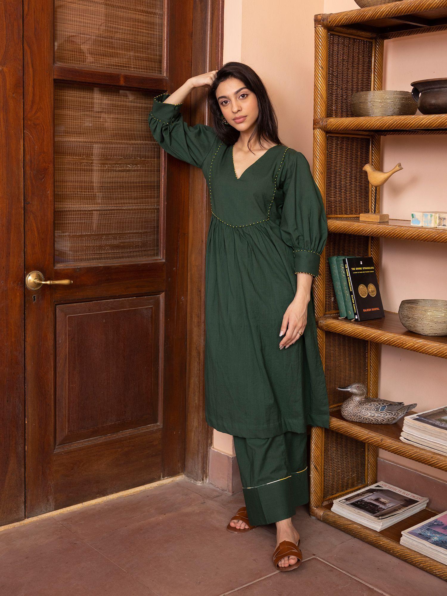 elegance green kurta